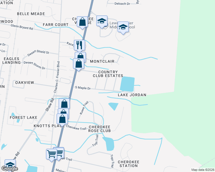 map of restaurants, bars, coffee shops, grocery stores, and more near 1108 Hickory Street in Hinesville