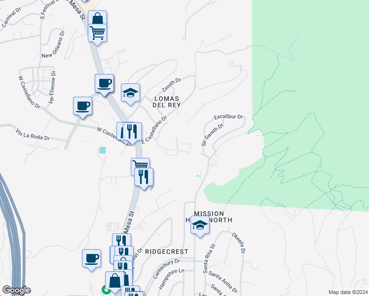 map of restaurants, bars, coffee shops, grocery stores, and more near 4687 Pistolero Lane in El Paso