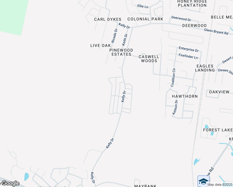 map of restaurants, bars, coffee shops, grocery stores, and more near Jenny Street in Hinesville