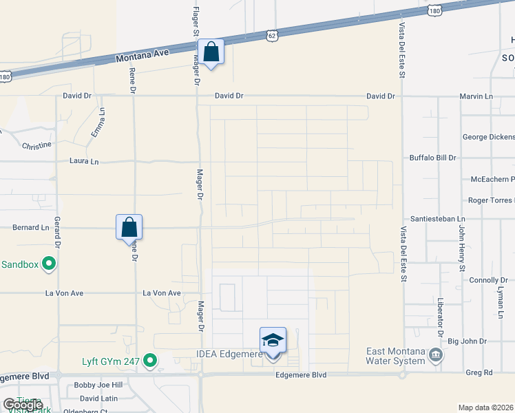 map of restaurants, bars, coffee shops, grocery stores, and more near 3741 Mager Drive in El Paso