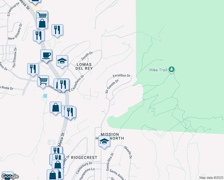 map of restaurants, bars, coffee shops, grocery stores, and more near 4720 Sir Gareth Drive in El Paso