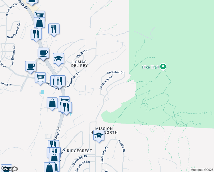 map of restaurants, bars, coffee shops, grocery stores, and more near 4720 Sir Gareth Drive in El Paso