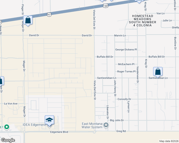map of restaurants, bars, coffee shops, grocery stores, and more near 3724 Vista Del Este Street in El Paso