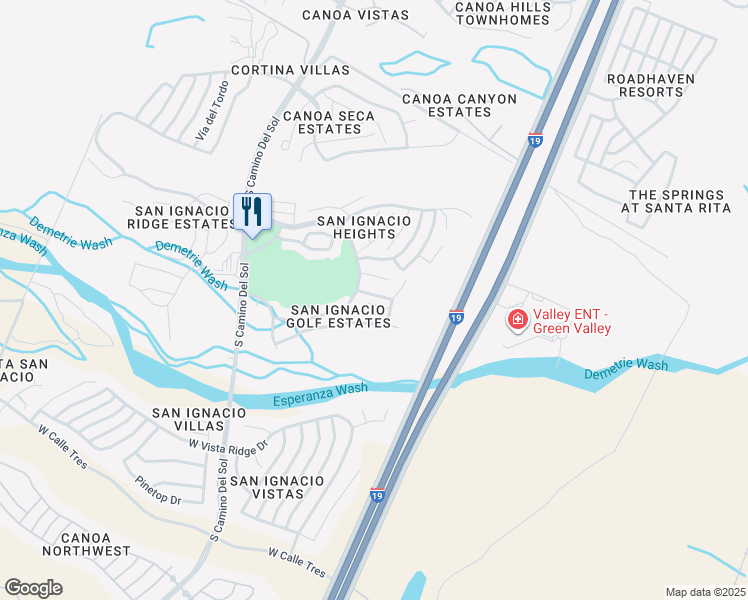 map of restaurants, bars, coffee shops, grocery stores, and more near 1489 West Prestwick Drive in Green Valley