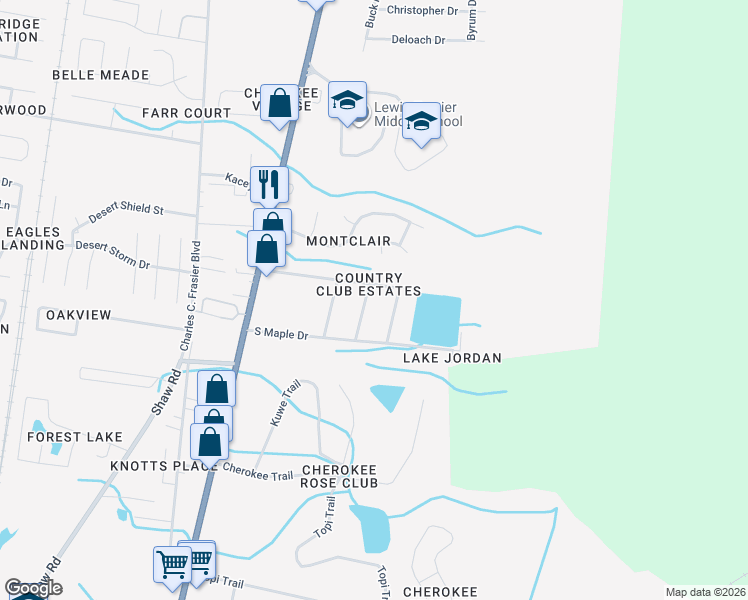 map of restaurants, bars, coffee shops, grocery stores, and more near 1102 Hickory Street in Hinesville