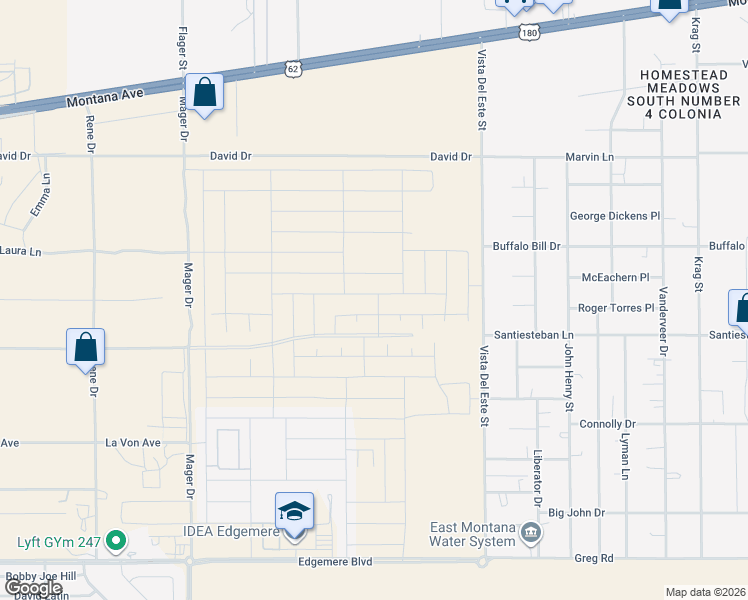 map of restaurants, bars, coffee shops, grocery stores, and more near Essence Street in El Paso