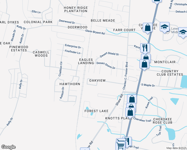 map of restaurants, bars, coffee shops, grocery stores, and more near 1234 Riyadh Road in Hinesville