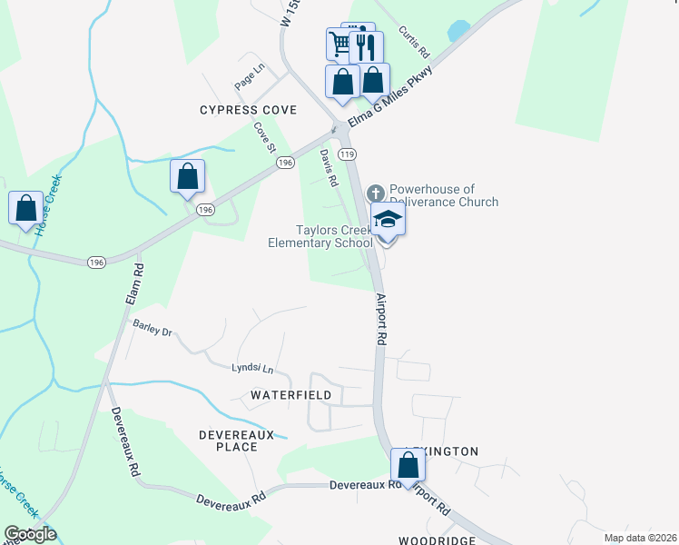 map of restaurants, bars, coffee shops, grocery stores, and more near 375 Davis Road in Hinesville