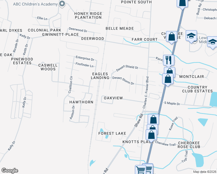 map of restaurants, bars, coffee shops, grocery stores, and more near 1237 Dharahn Drive in Hinesville