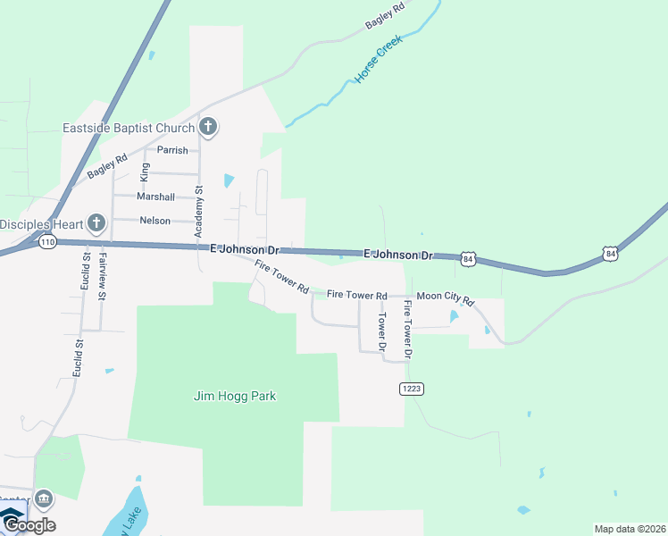 map of restaurants, bars, coffee shops, grocery stores, and more near 17676 U.S. 84 in Rusk