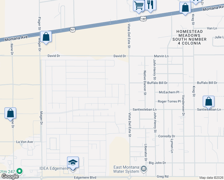 map of restaurants, bars, coffee shops, grocery stores, and more near 3766 Vista Del Este Street in El Paso