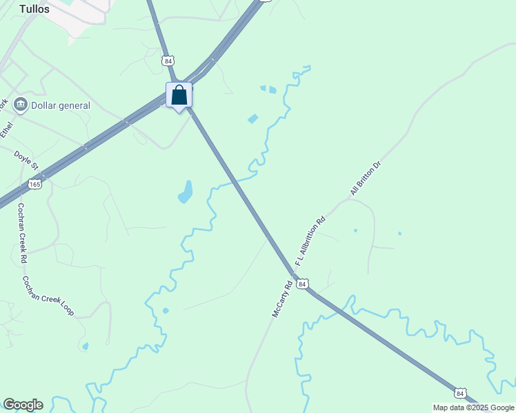 map of restaurants, bars, coffee shops, grocery stores, and more near 17890 U.S. 84 in Tullos