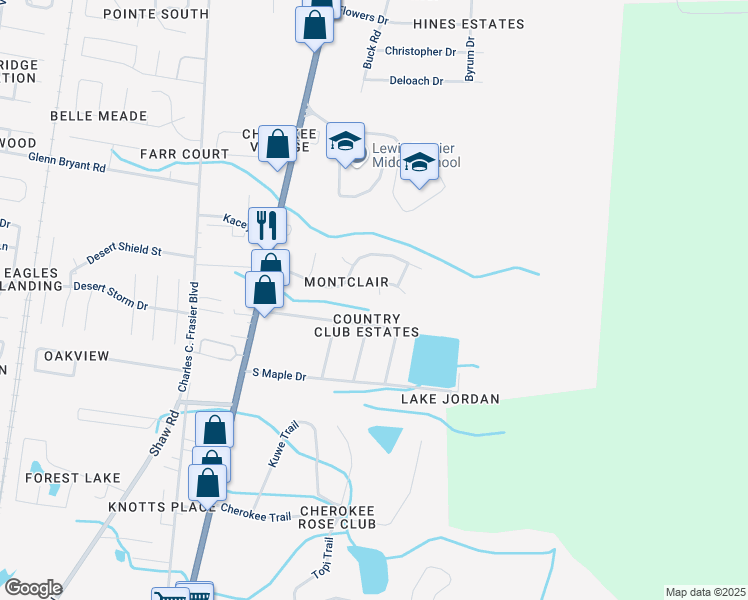 map of restaurants, bars, coffee shops, grocery stores, and more near 1182 Lindbergh Court in Hinesville