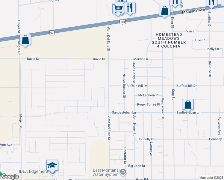 map of restaurants, bars, coffee shops, grocery stores, and more near 3770 Vista Del Este Street in El Paso
