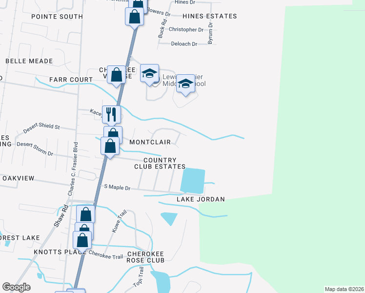 map of restaurants, bars, coffee shops, grocery stores, and more near 1174 Cumberland Drive in Hinesville