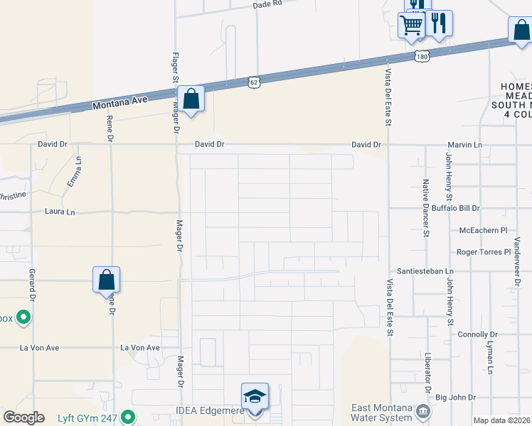 map of restaurants, bars, coffee shops, grocery stores, and more near David in El Paso
