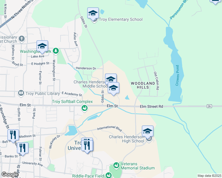 map of restaurants, bars, coffee shops, grocery stores, and more near 285 Gibbs Street in Troy