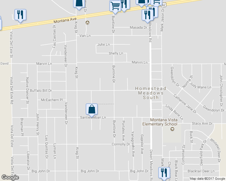 map of restaurants, bars, coffee shops, grocery stores, and more near 3801 Buntline Drive in El Paso