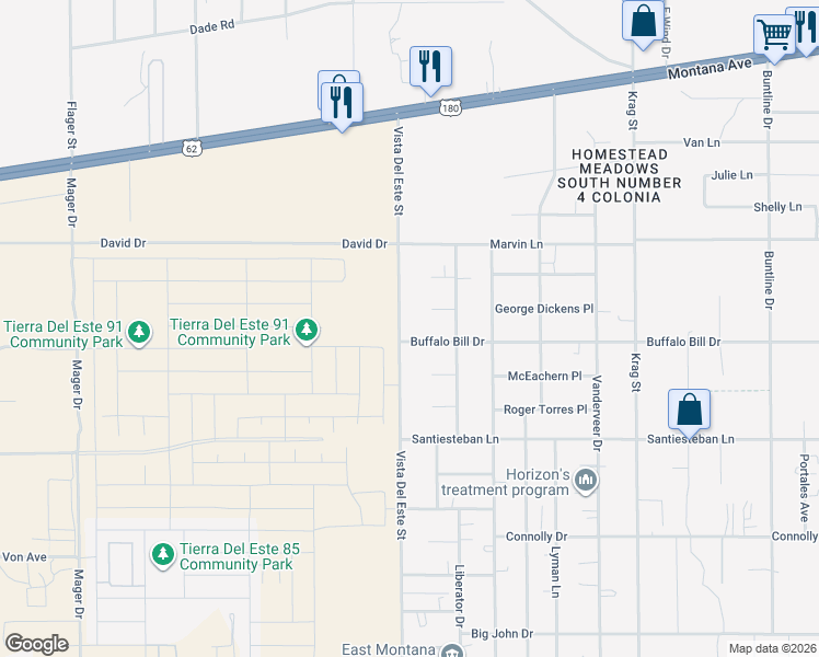 map of restaurants, bars, coffee shops, grocery stores, and more near 14101 Thunderbolt Court in El Paso