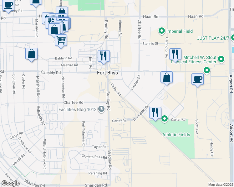map of restaurants, bars, coffee shops, grocery stores, and more near in El Paso