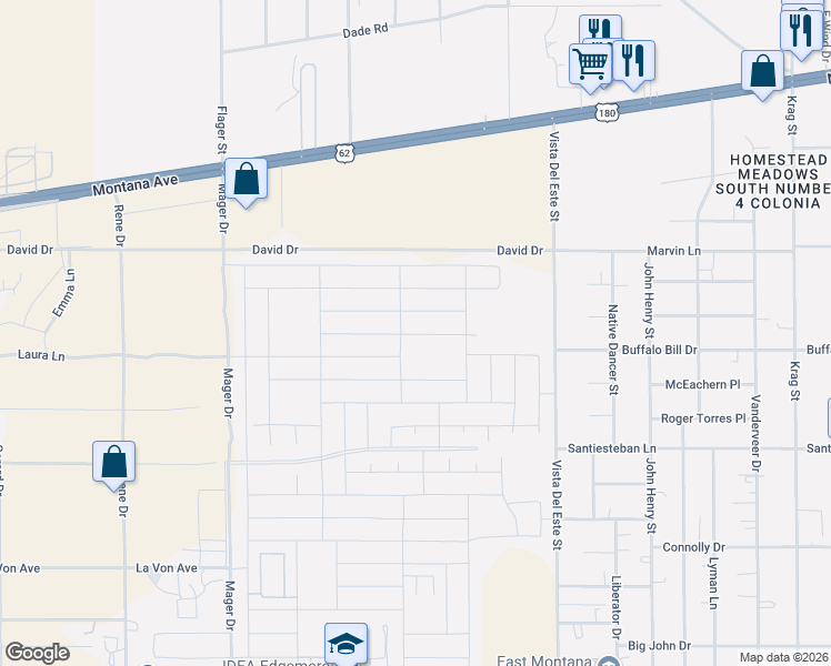 map of restaurants, bars, coffee shops, grocery stores, and more near David in El Paso