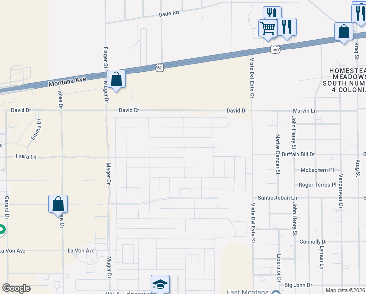 map of restaurants, bars, coffee shops, grocery stores, and more near David in El Paso