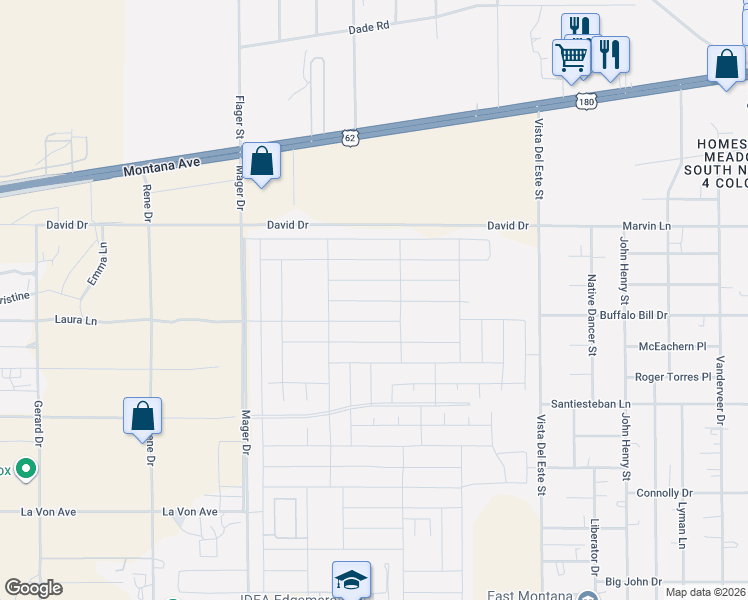 map of restaurants, bars, coffee shops, grocery stores, and more near David in El Paso