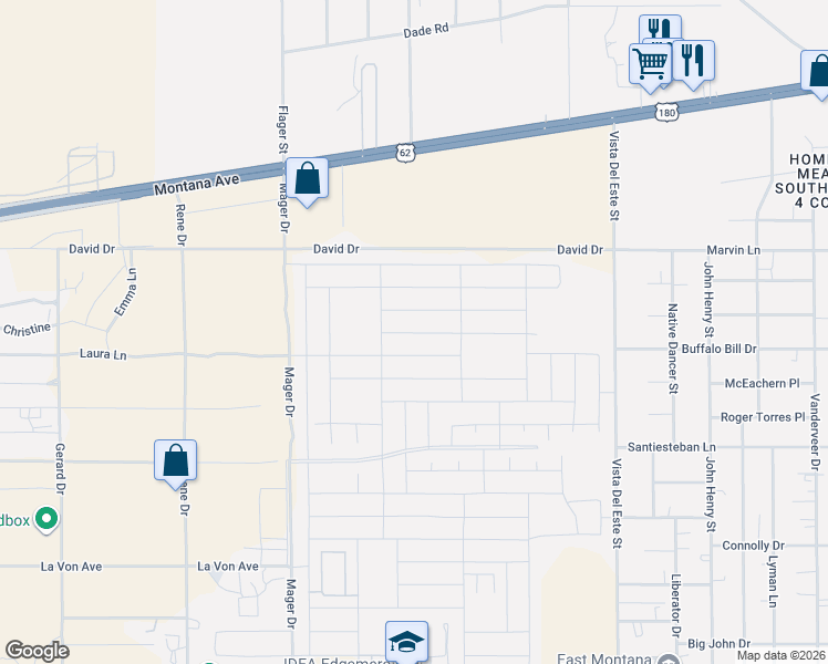 map of restaurants, bars, coffee shops, grocery stores, and more near David in El Paso