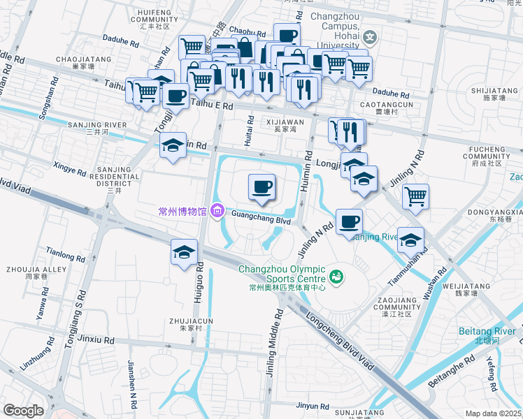 map of restaurants, bars, coffee shops, grocery stores, and more near in Changzhou