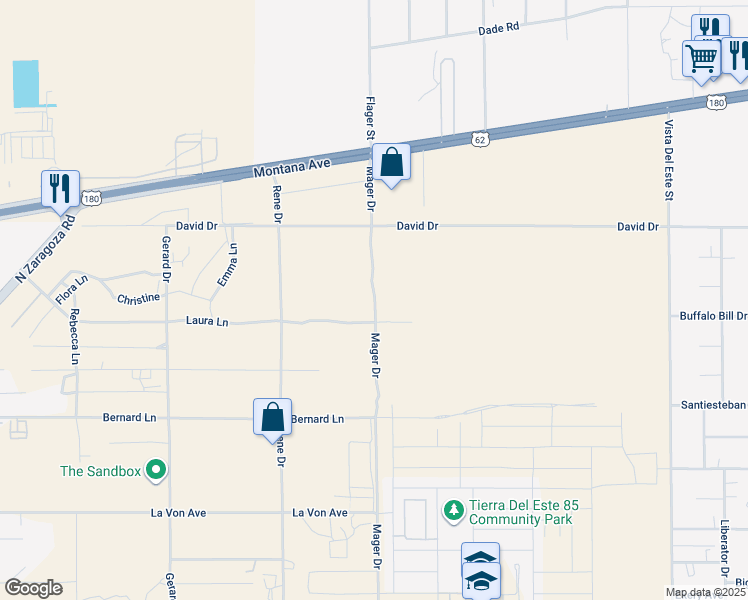 map of restaurants, bars, coffee shops, grocery stores, and more near 3739 Mager Drive in El Paso