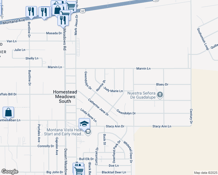 map of restaurants, bars, coffee shops, grocery stores, and more near 3774 Judy Marie Lane in El Paso