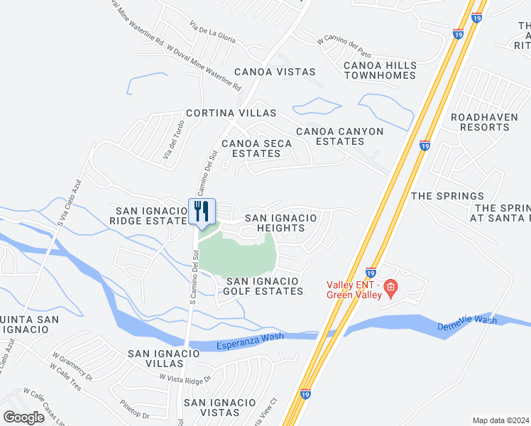 map of restaurants, bars, coffee shops, grocery stores, and more near 1571 West Acala Street in Green Valley