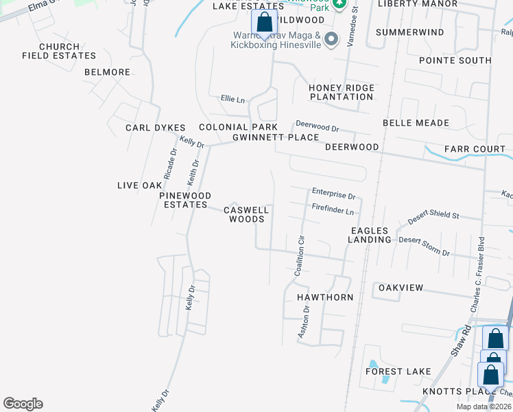 map of restaurants, bars, coffee shops, grocery stores, and more near 1477 Ben Gay Way in Hinesville