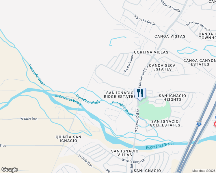 map of restaurants, bars, coffee shops, grocery stores, and more near 2068 West Vía Nuevo Leon in Green Valley