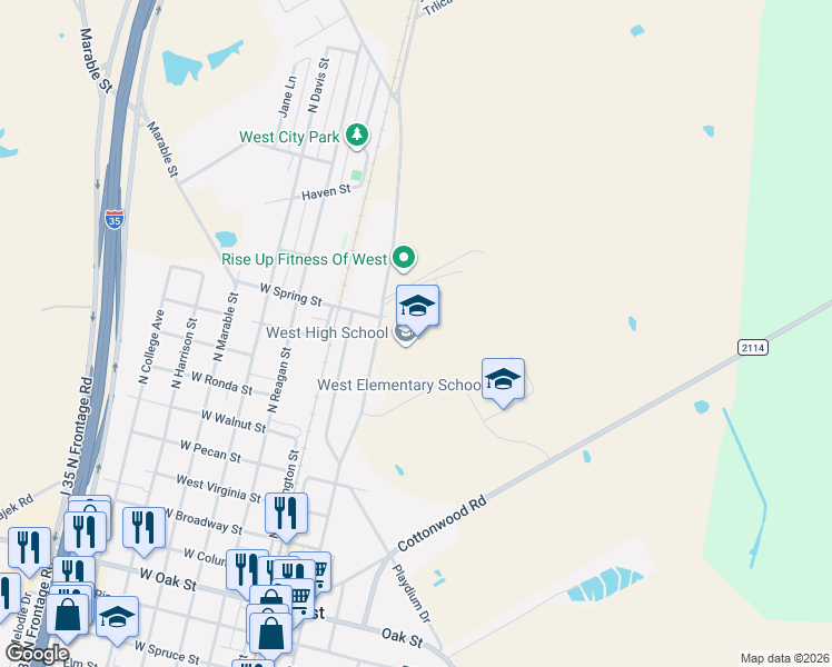 map of restaurants, bars, coffee shops, grocery stores, and more near 300 Pustejovsky Lane in West