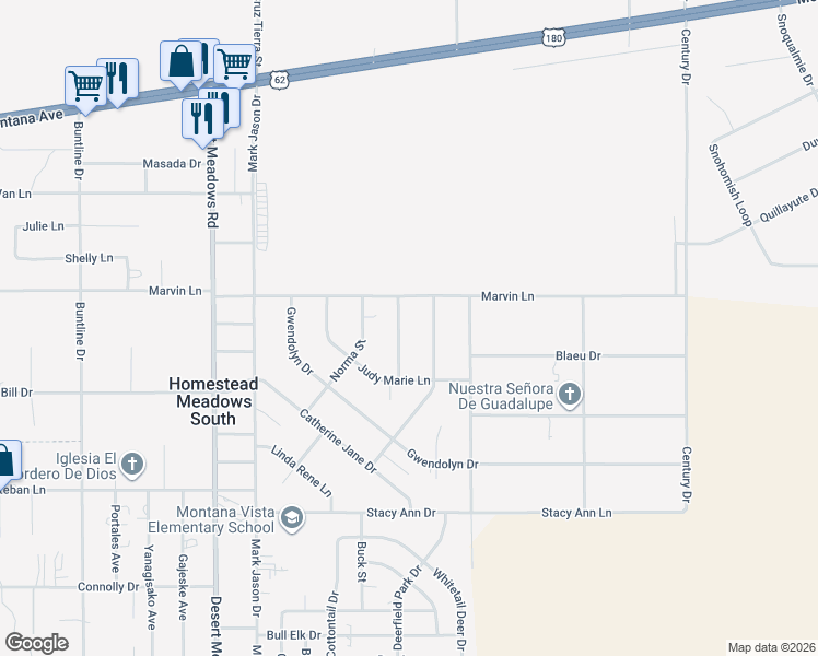 map of restaurants, bars, coffee shops, grocery stores, and more near 3869 Roger Joseph Drive in El Paso