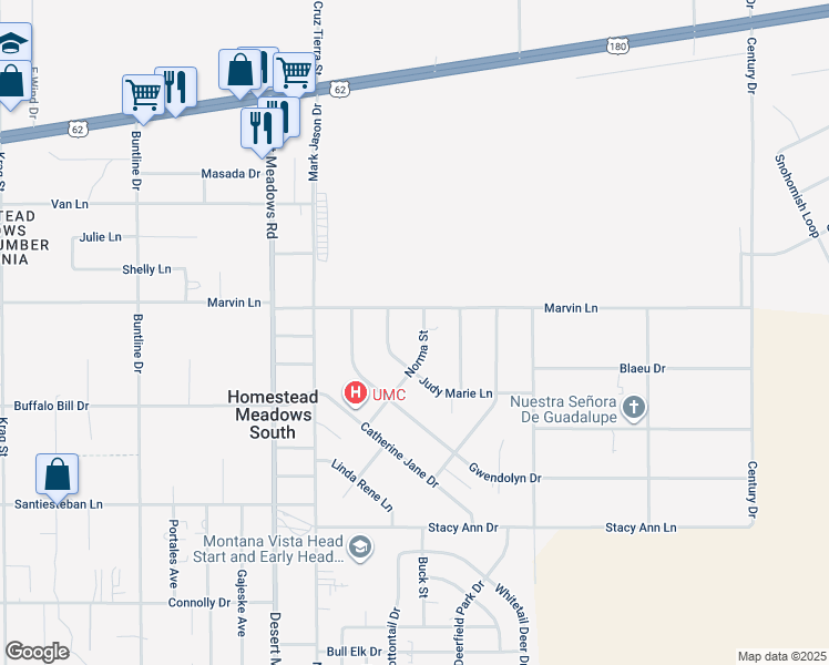 map of restaurants, bars, coffee shops, grocery stores, and more near 3865 Norma Street in El Paso