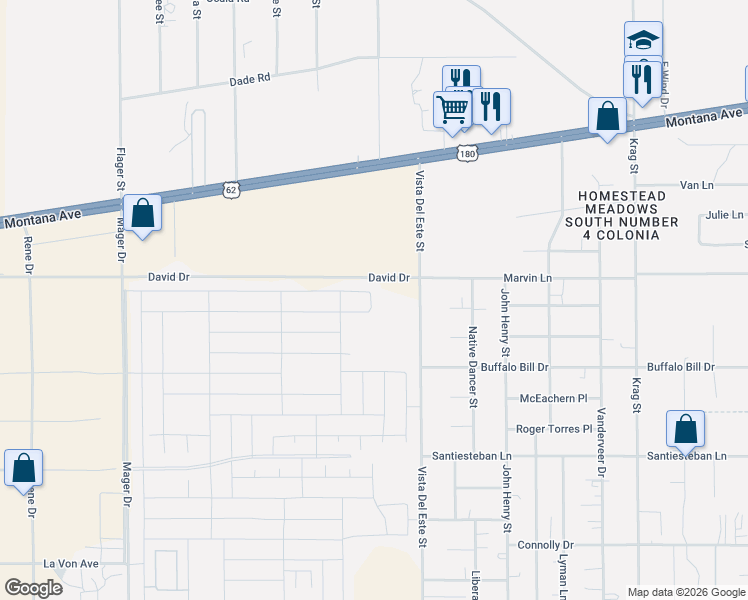 map of restaurants, bars, coffee shops, grocery stores, and more near 3854 Vista Del Este Street in El Paso