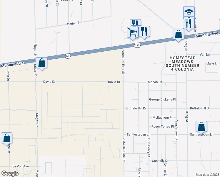 map of restaurants, bars, coffee shops, grocery stores, and more near 3854 Vista Del Este Street in El Paso