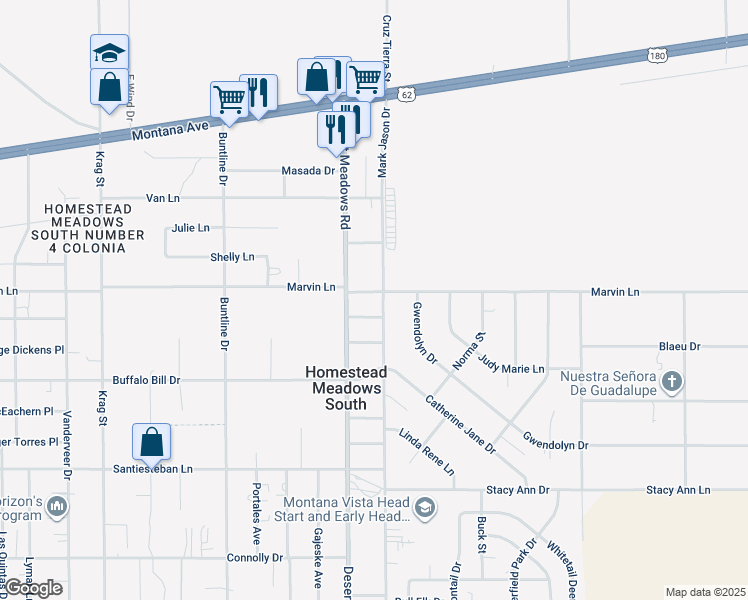 map of restaurants, bars, coffee shops, grocery stores, and more near 14721 Windfall Way in El Paso