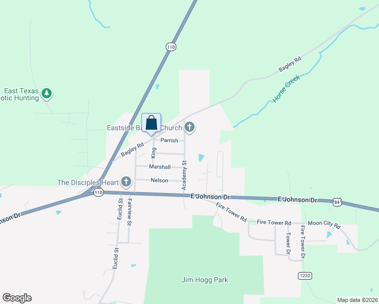 map of restaurants, bars, coffee shops, grocery stores, and more near 2036-2056 Academy in Rusk