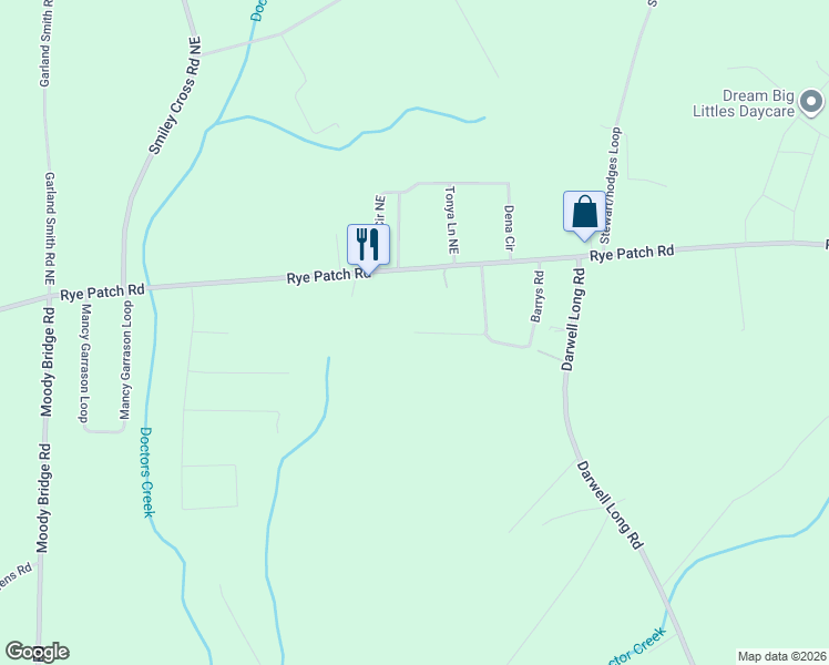 map of restaurants, bars, coffee shops, grocery stores, and more near 161 Maple Leaf Road Northeast in Ludowici