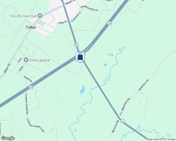 map of restaurants, bars, coffee shops, grocery stores, and more near U.S. 84 in Tullos