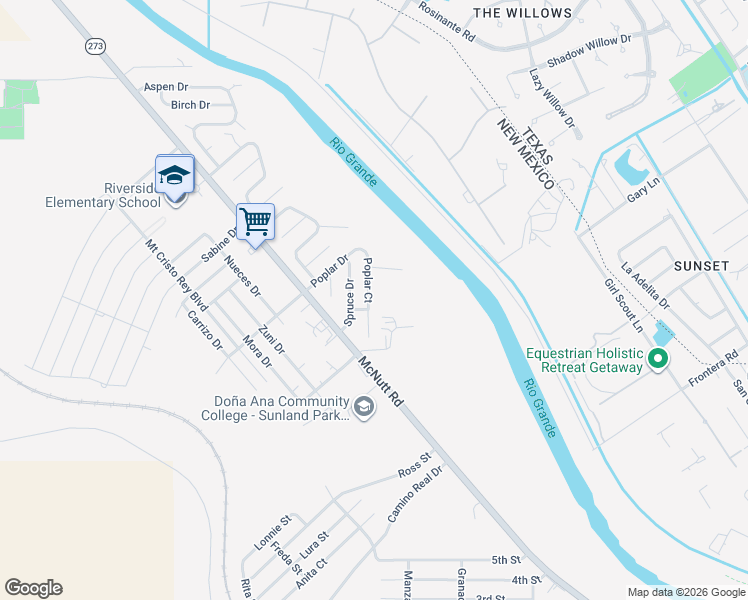 map of restaurants, bars, coffee shops, grocery stores, and more near 309-399 Poplar Ct in Sunland Park