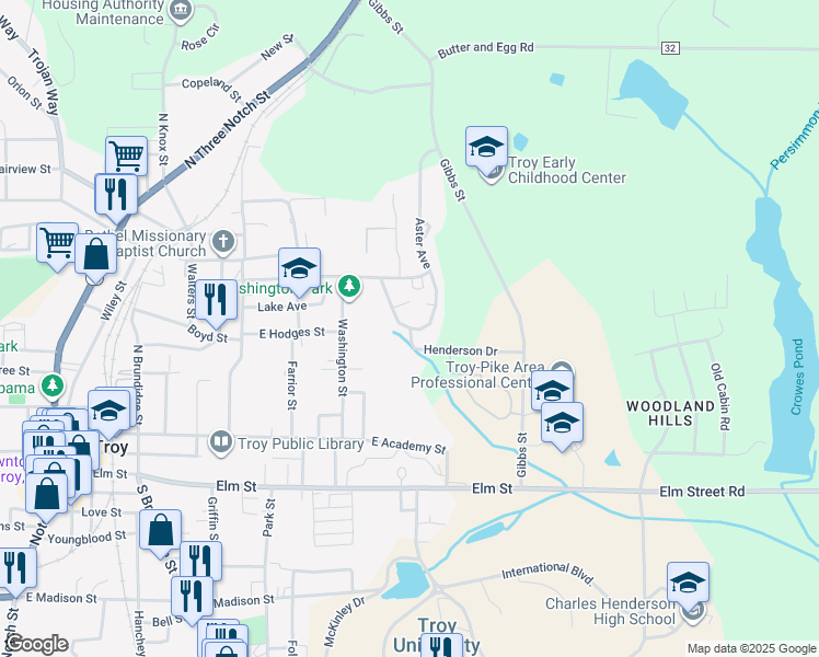 map of restaurants, bars, coffee shops, grocery stores, and more near 660 Henderson Drive in Troy