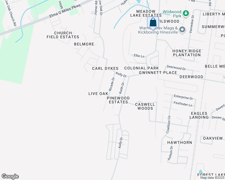 map of restaurants, bars, coffee shops, grocery stores, and more near 1088 Ricade Drive in Hinesville