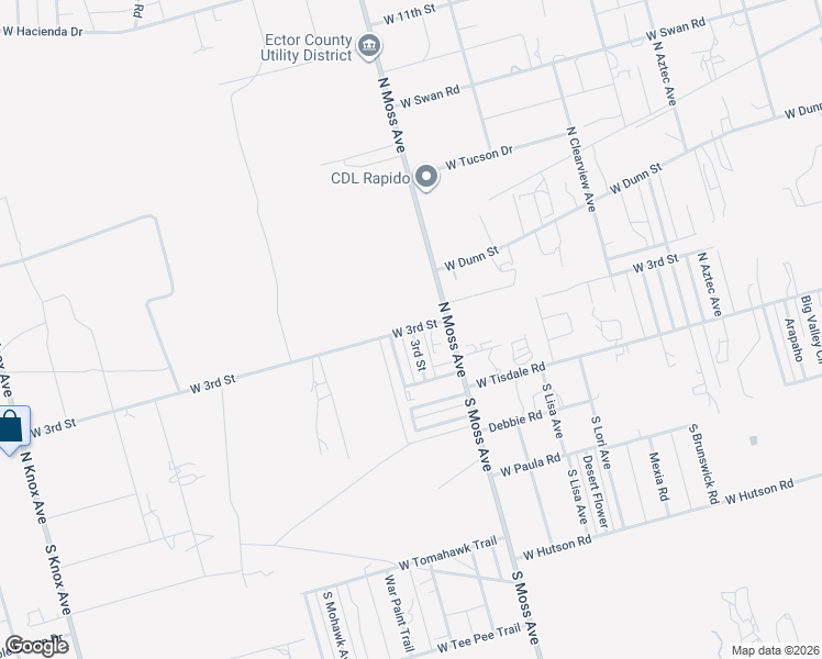 map of restaurants, bars, coffee shops, grocery stores, and more near 241 3rd Street in Odessa