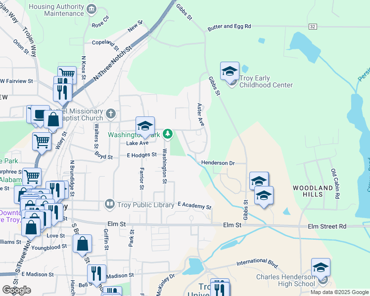 map of restaurants, bars, coffee shops, grocery stores, and more near 101-195 Henderson Drive in Troy