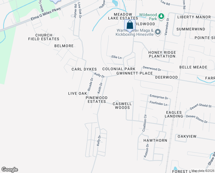 map of restaurants, bars, coffee shops, grocery stores, and more near 1074 Kelly Drive in Hinesville