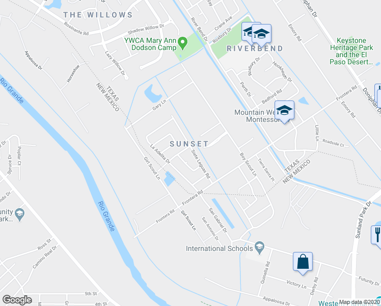 map of restaurants, bars, coffee shops, grocery stores, and more near 4120 Siete Leguas Road in El Paso